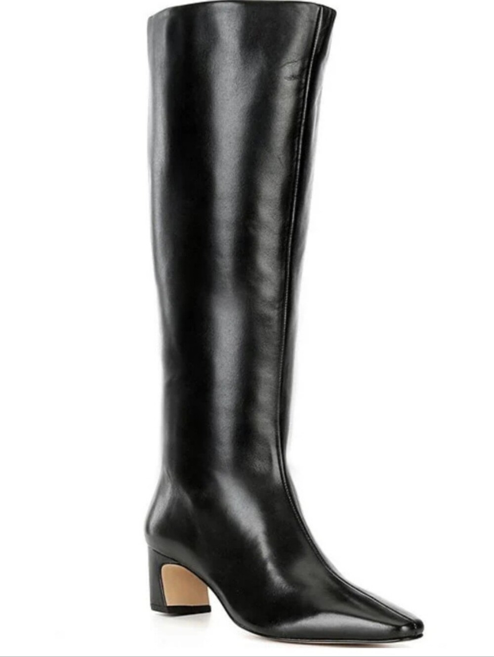 Gianni Bini Knee High Boots 7 Black Leather Weslye Kitten Block Heel New $200